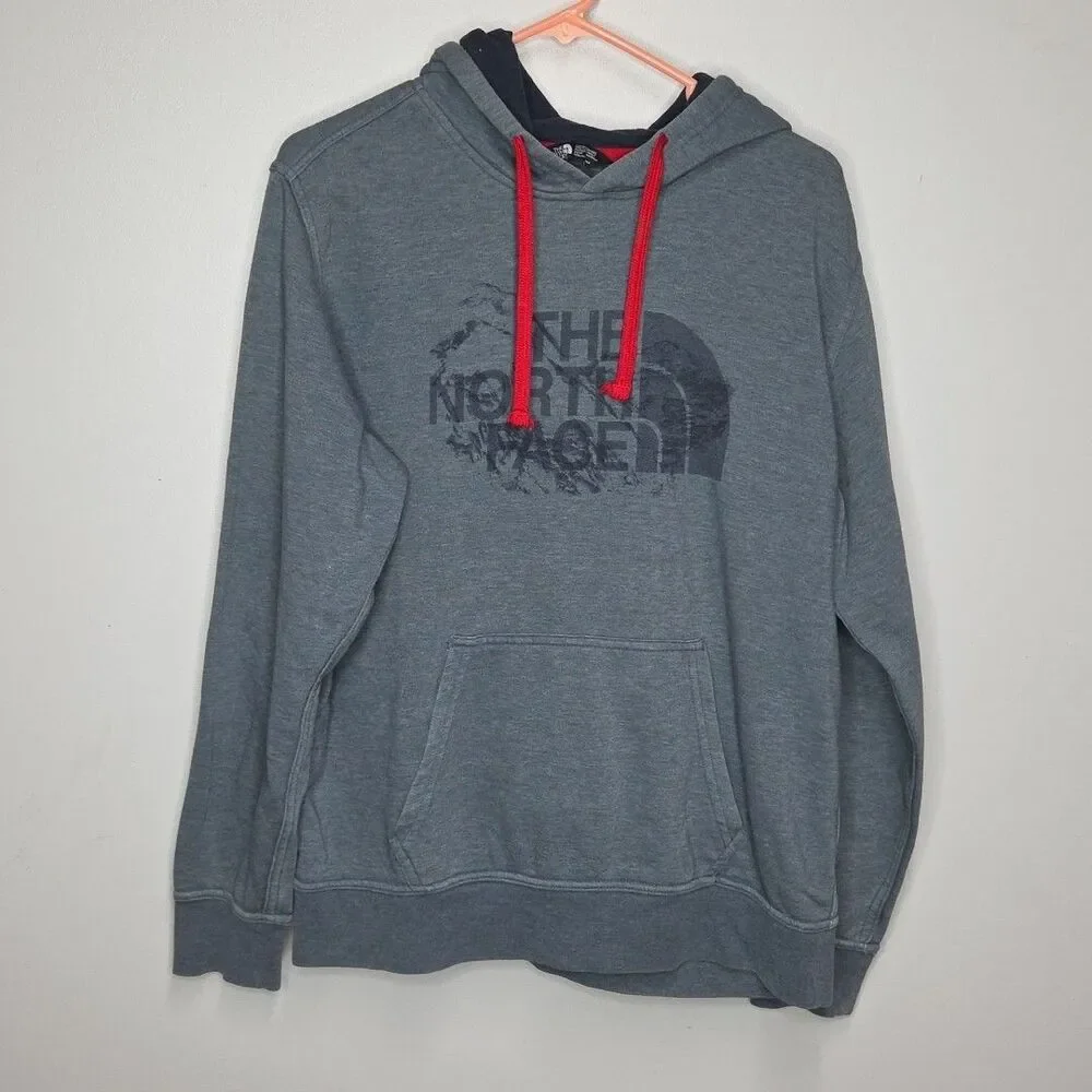 The North Face Mens Size Medium Hoodie Pull On Sweater Blue Mountains EUC